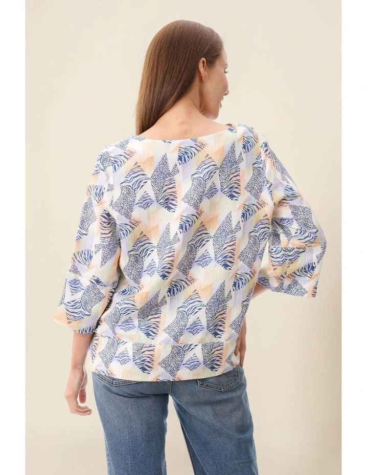 Jane 3/4 sleeve top in Multi image 5