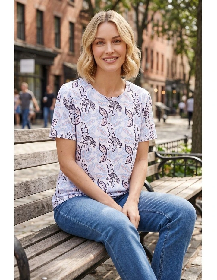 Siena print t-shirt in Blue image 3