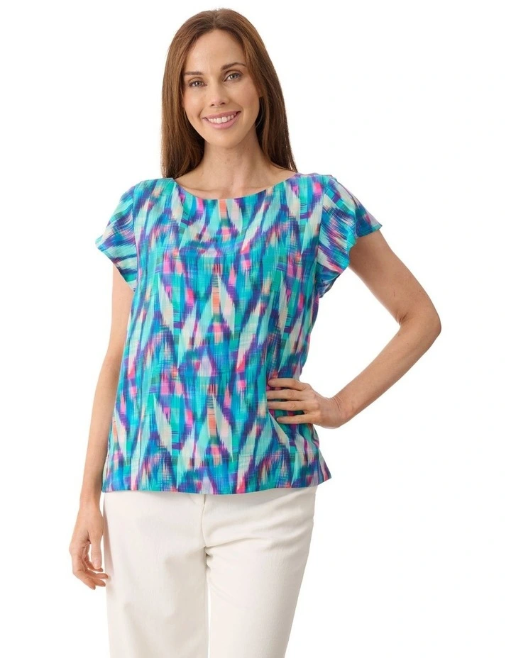 Emily print top in Jade image 1