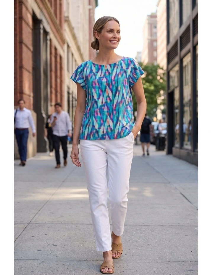 Emily print top in Jade image 3