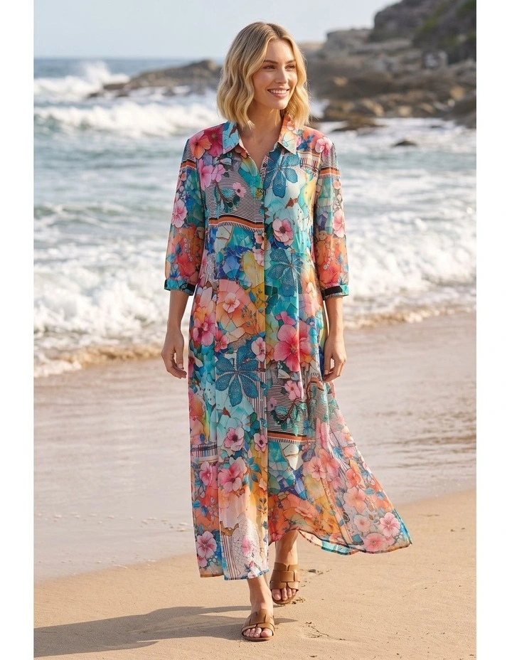 Prue collared print dress in Multi image 3