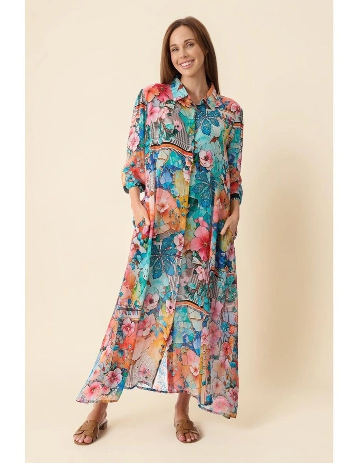 Prue collared print dress in Multi image 4