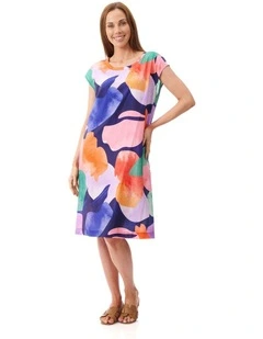 Alicia print dress in Navy