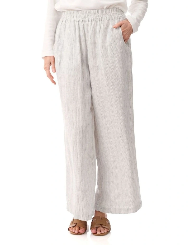Relaxed linen stripe pant in Navy image 1