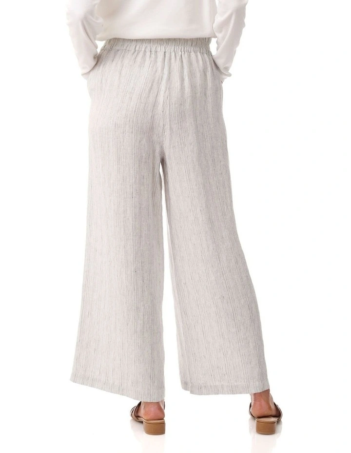 Relaxed linen stripe pant in Navy image 2