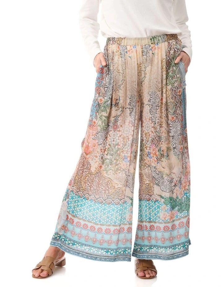 Cassie print pant in Butter image 1