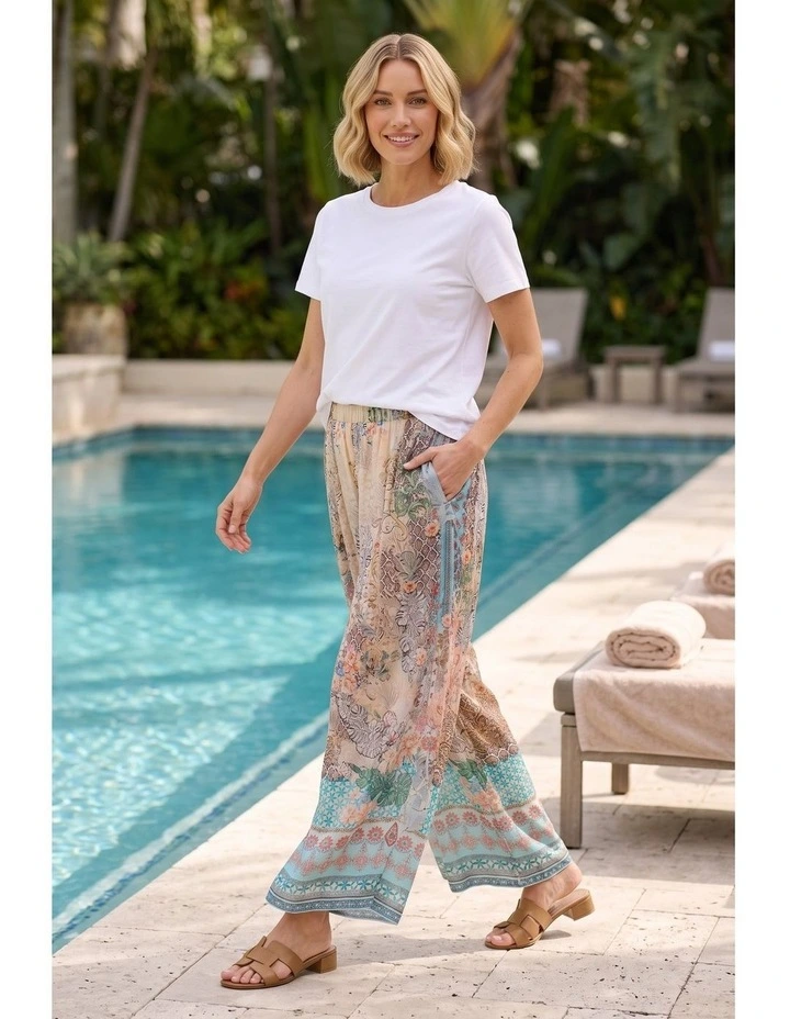 Cassie print pant in Butter image 3
