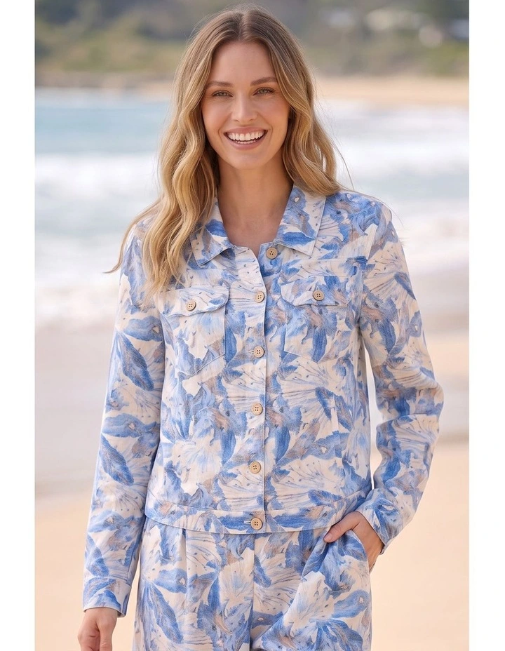 Lucy linen jacket in Blue image 3