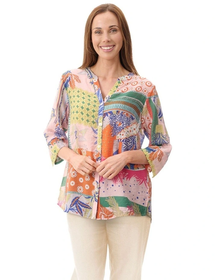 Tabitha 3/4 sleeve shirt in Pink image 1