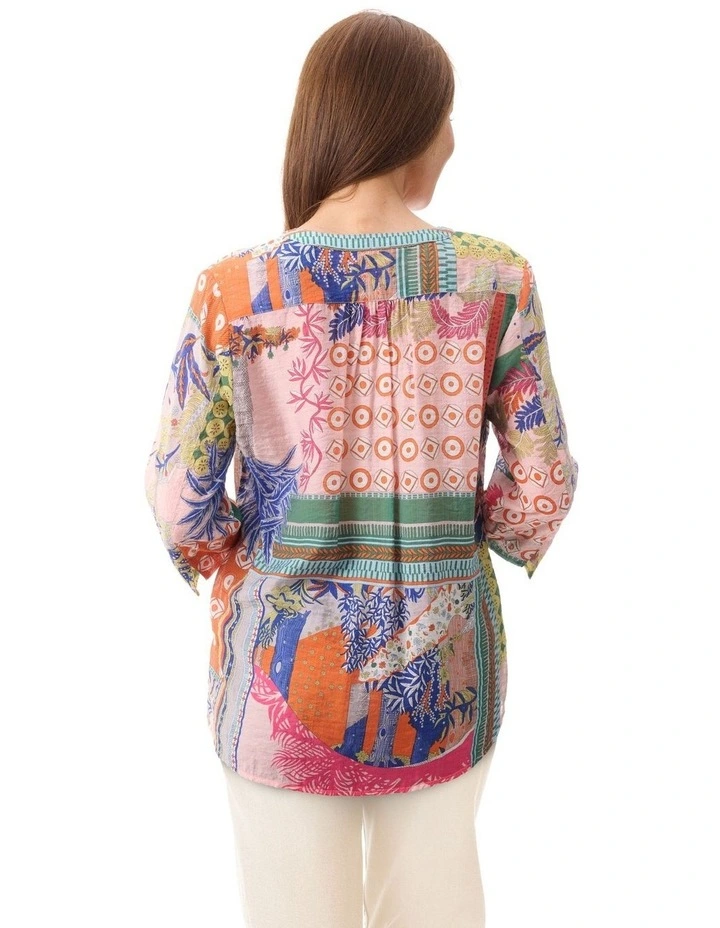 Tabitha 3/4 sleeve shirt in Pink image 2