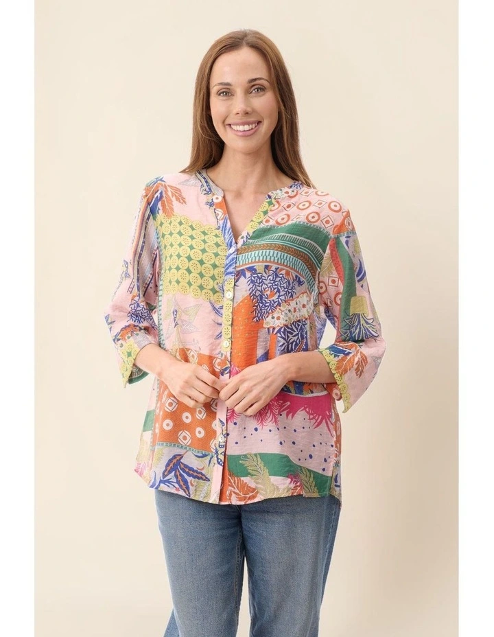 Tabitha 3/4 sleeve shirt in Pink image 4