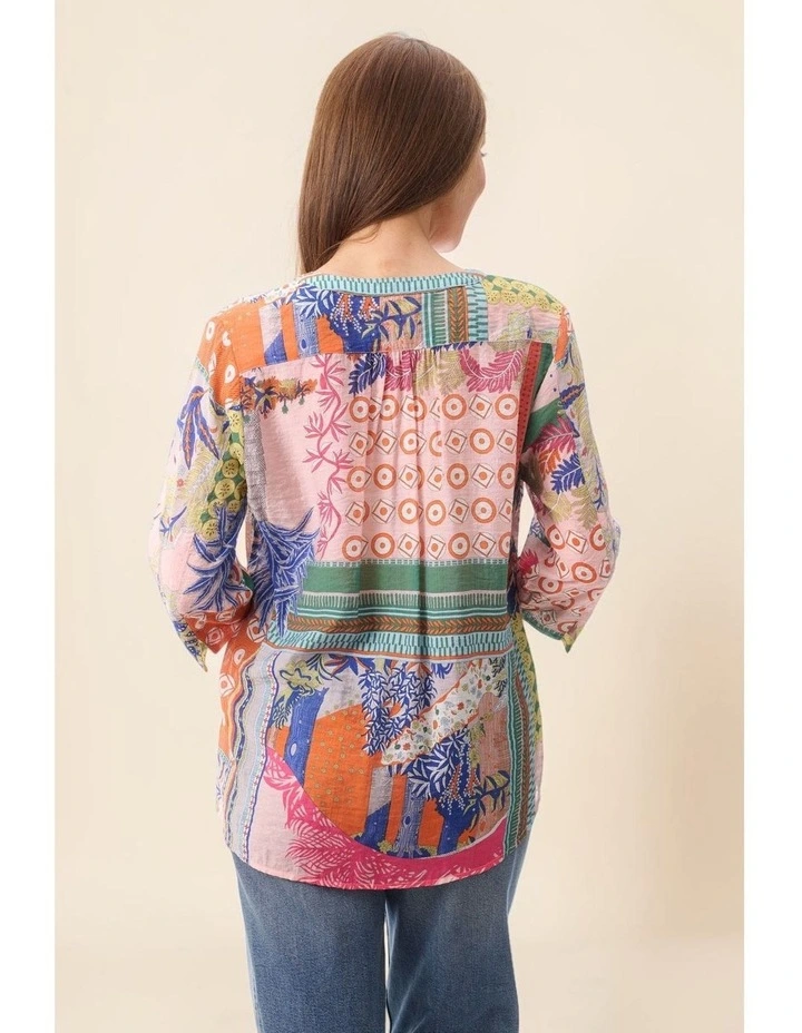 Tabitha 3/4 sleeve shirt in Pink image 5