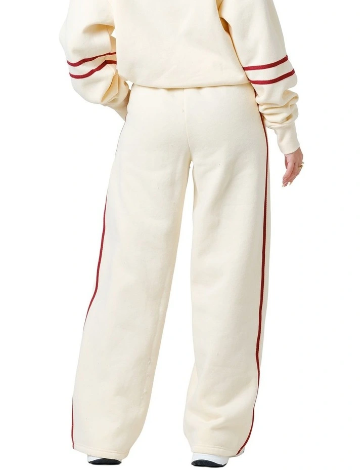 Side Stripe Wide Leg Trackpant in Cream image 2