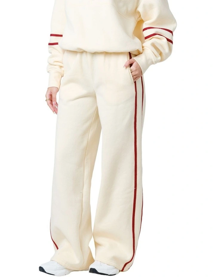 Side Stripe Wide Leg Trackpant in Cream image 3