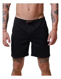 Drop Embroidery Shorts in Black