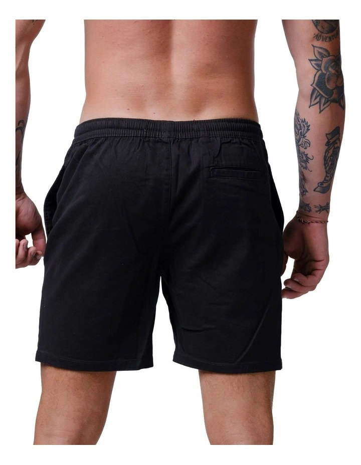 Drop Embroidery Shorts in Black image 2