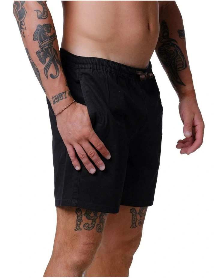 Drop Embroidery Shorts in Black image 3