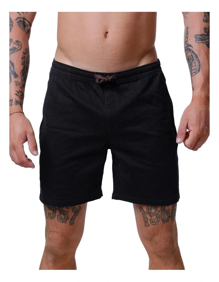 Drop Embroidery Shorts in Black image 4