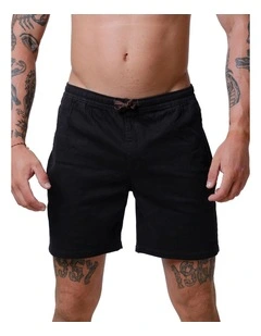 Drop Embroidery Shorts in Black