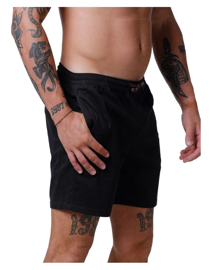 Drop Embroidery Shorts in Black image 3