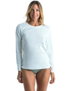 Malou Greige Undyed Surfing Long-Sleeved UV-Resistant T-shirt in White