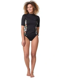UV-Protective Short Sleeve T-shirt Surf Top 500 in Black