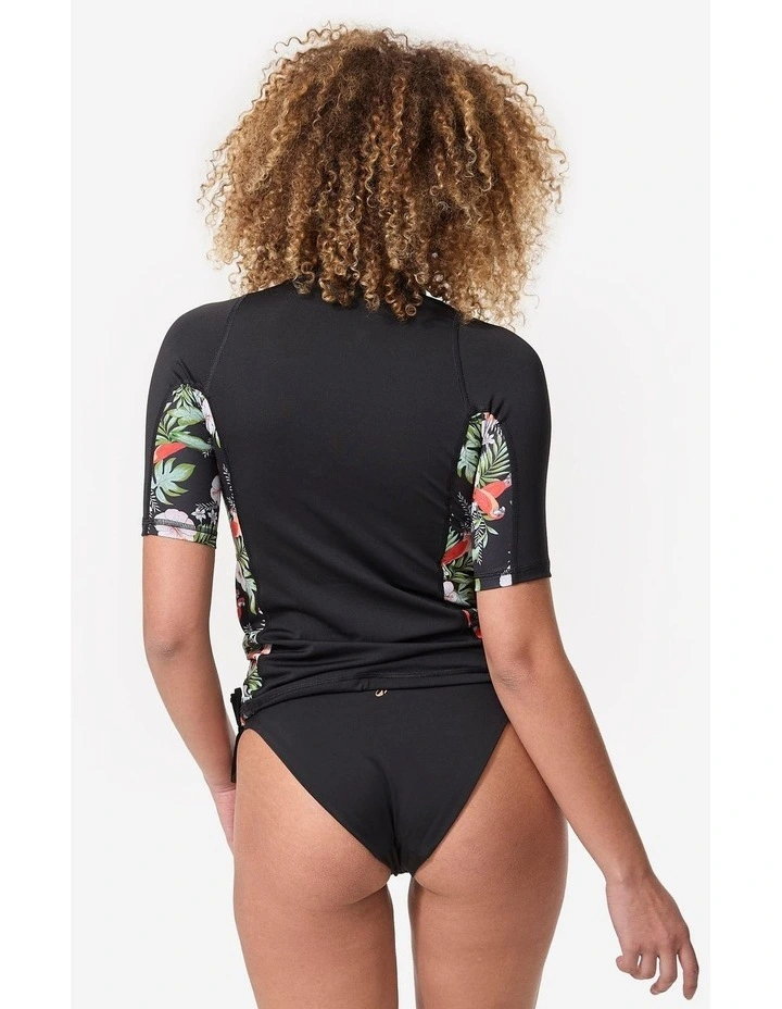 UV-Protective Short Sleeve T-shirt Surf Top 500 in Black image 4