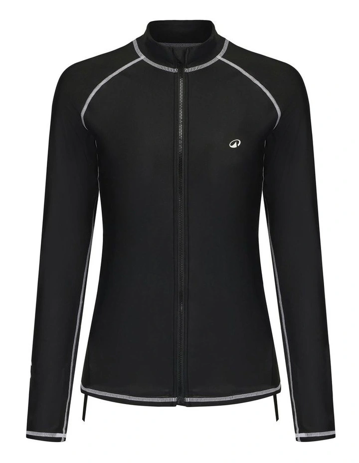 Surfing UV Protection Zip Top in Black image 3