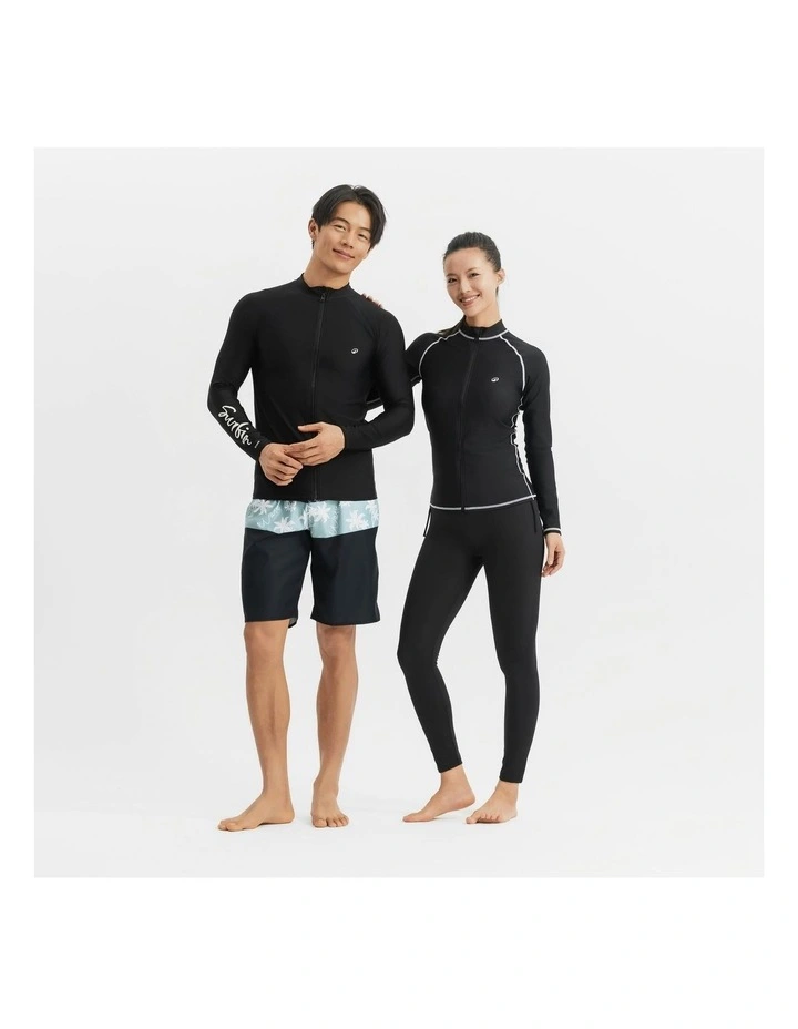 Surfing UV Protection Zip Top in Black image 6