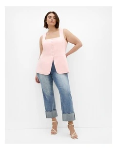 Plus Size Abbie Vest in Baby Pink