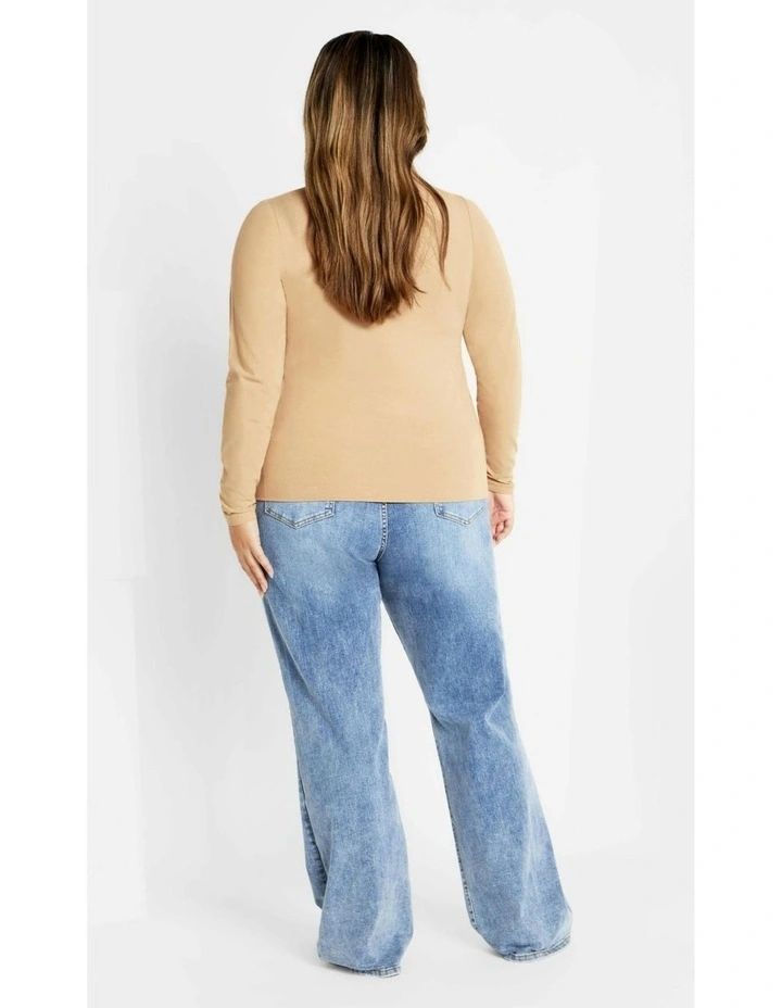 Plus Size Annie V Neck Top in Latte image 3