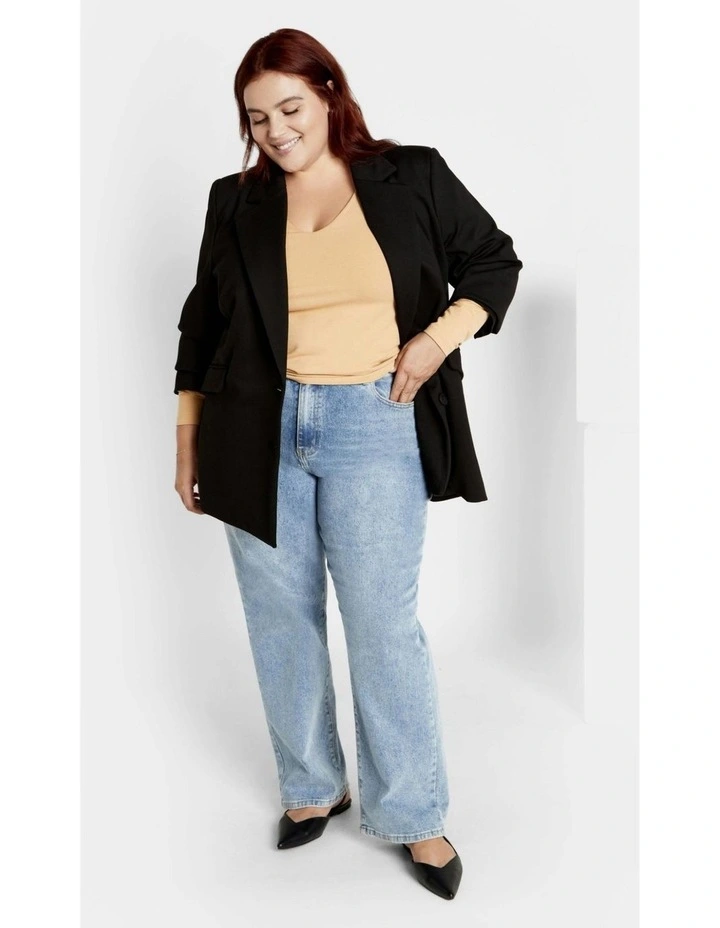 Plus Size Annie V Neck Top in Latte image 4