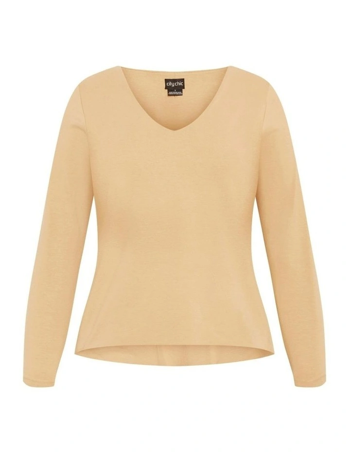 Plus Size Annie V Neck Top in Latte image 5