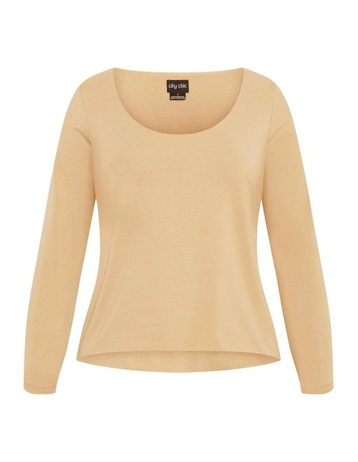Plus Size Liz Scoop Top in Latte image 5