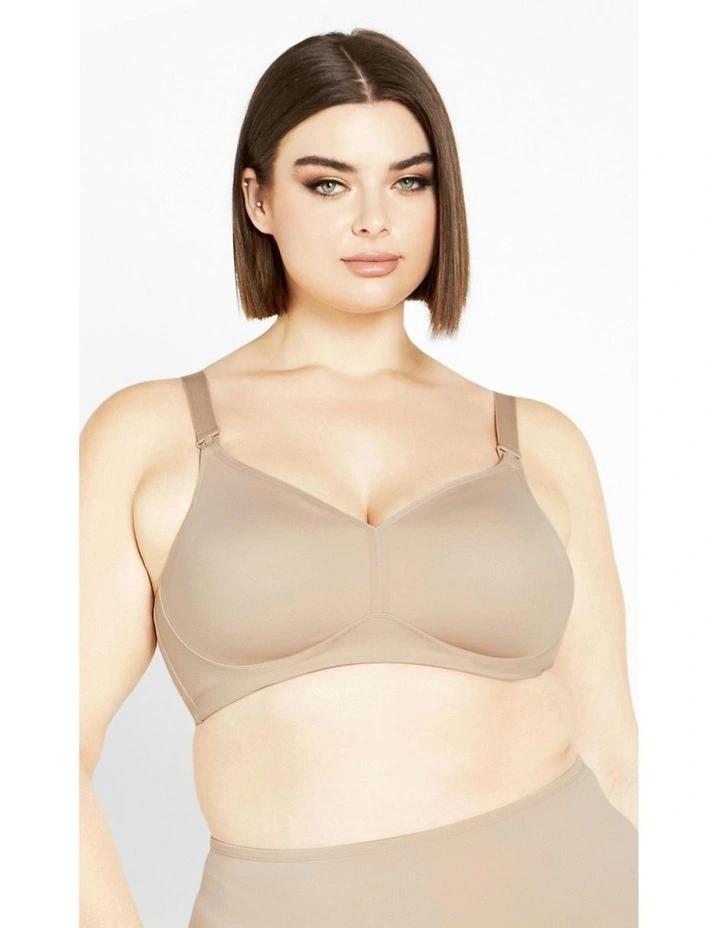 Wireless Maternity Bra in Latte image 7