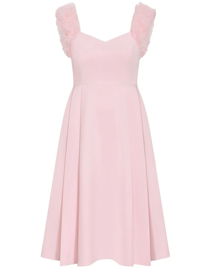 Roselyn Ruffle Tulle Midi Dress in Heavenly Pink image 3