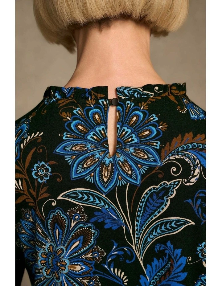 Soft Frill Detail Top - Indigo Chintz Print image 4