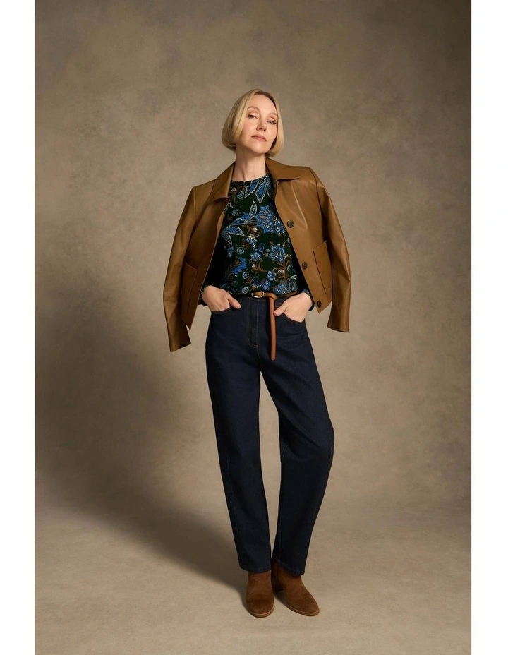 Soft Frill Detail Top - Indigo Chintz Print image 5