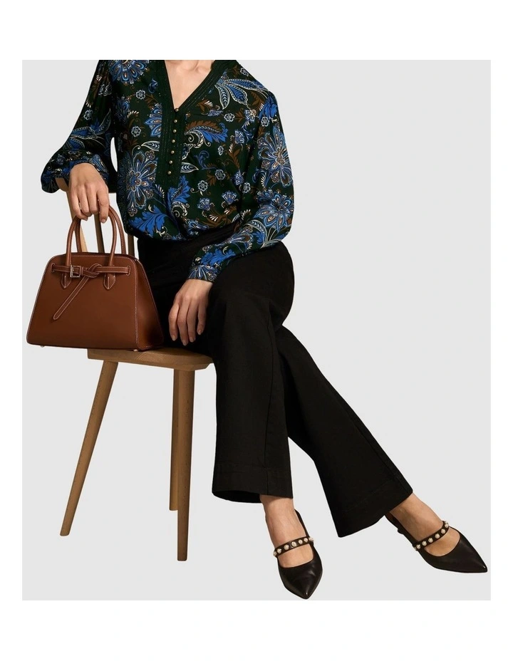 Notch Neck Blouse - Indigo Chintz Print image 3