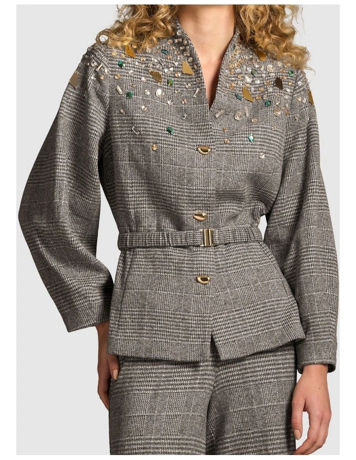 Sculpted Beaded Check Jacket - Glen Check image 1
