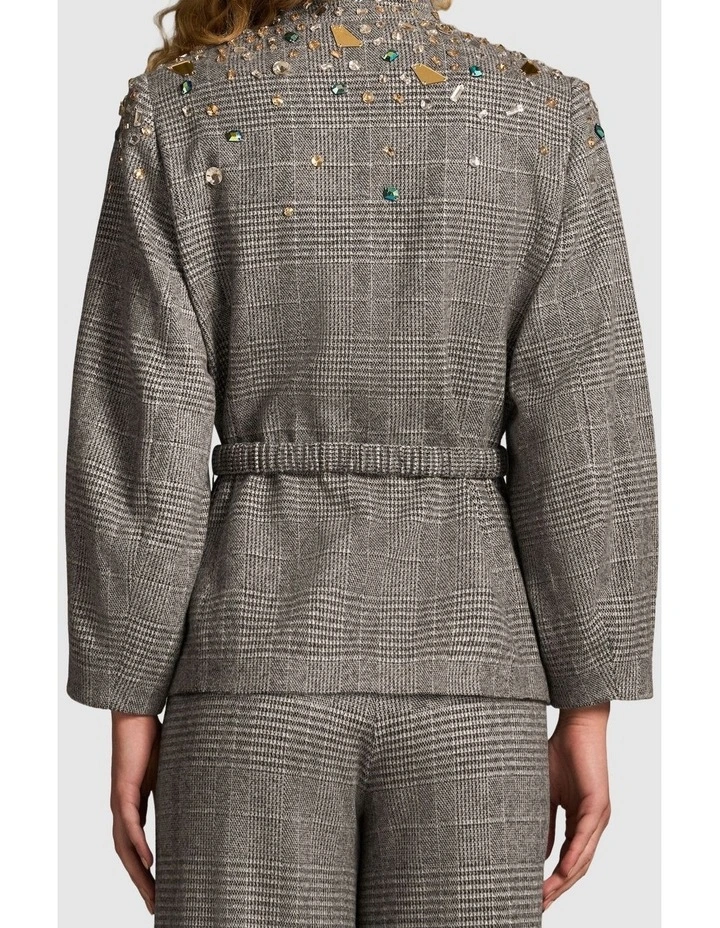 Sculpted Beaded Check Jacket - Glen Check image 2