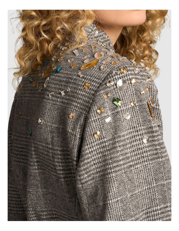 Sculpted Beaded Check Jacket - Glen Check image 5