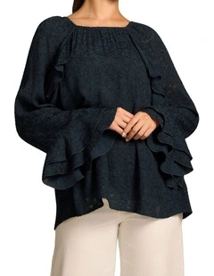 Cascading Georgette Blouse - Ink