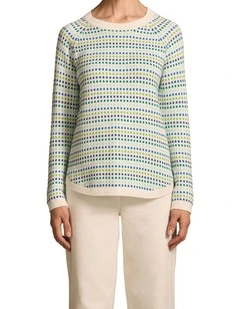 Jacquard Cotton Jumper - Multi-Colour Dot