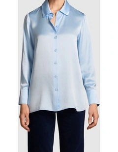 Stretch Silk Shirt - Arctic Blue