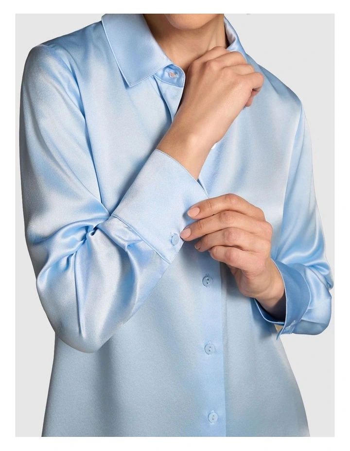 Stretch Silk Shirt - Arctic Blue image 4