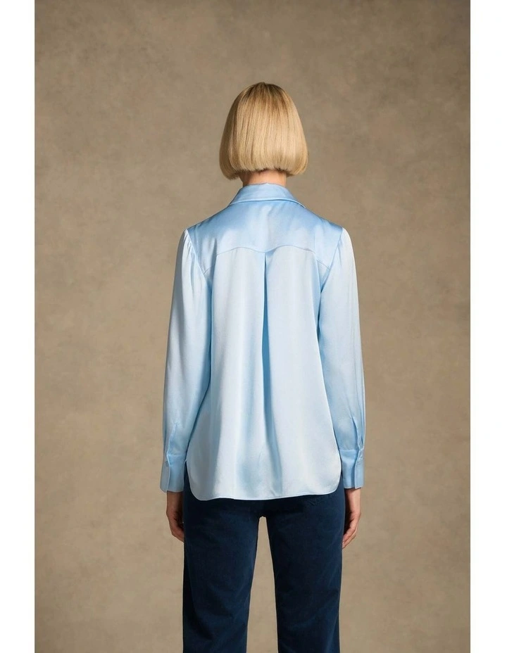 Stretch Silk Shirt - Arctic Blue image 6