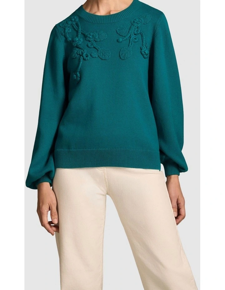 Cascading Applique Knit - Teal Green image 1