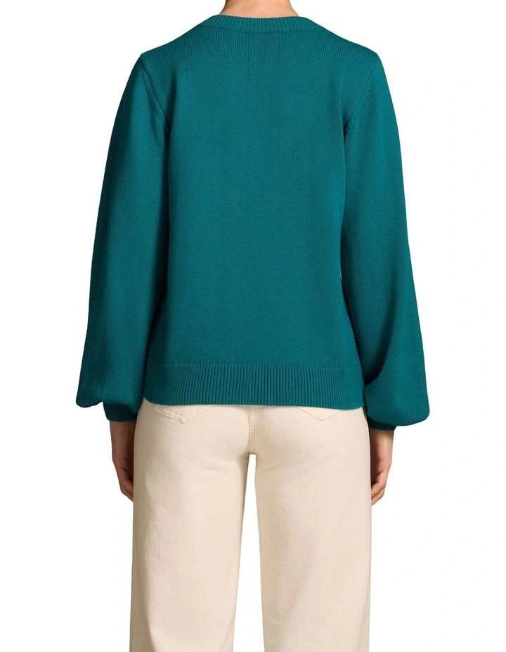 Cascading Applique Knit - Teal Green image 2
