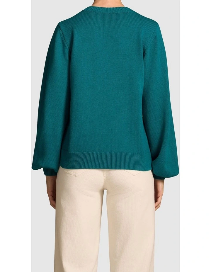 Cascading Applique Knit - Teal Green image 2